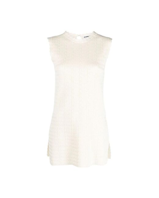 Jil Sander Knitted Dresses in het White