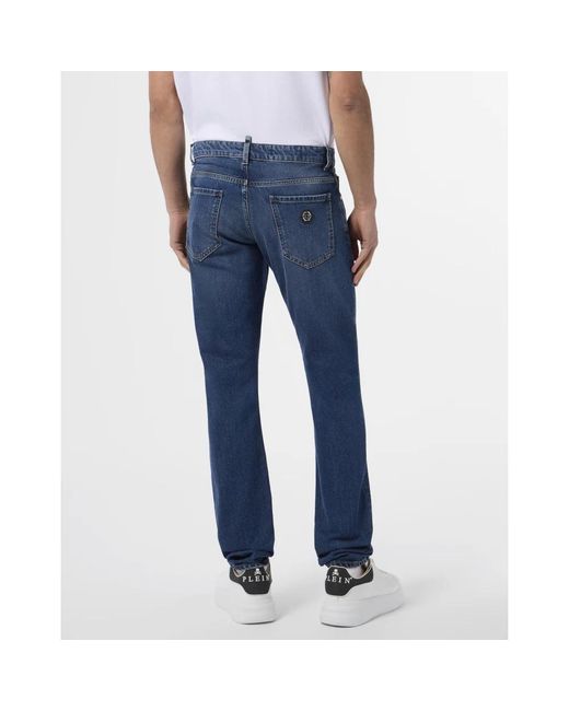 Philipp Plein Basic Straight Cut Jeans in het Blue voor heren