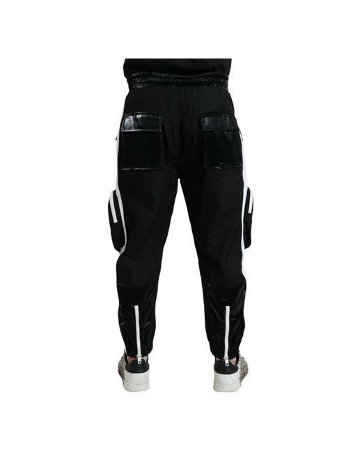 Dolce & Gabbana Schwarze nylon cargo jogger sweatpants in Black für Herren
