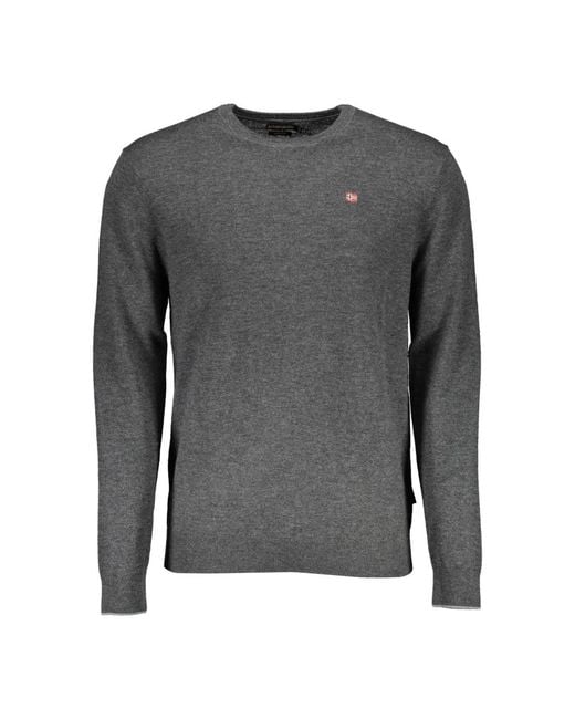 Napapijri Gray Round-Neck Knitwear for men