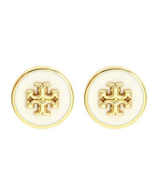 Tory Burch Metallic Icon Enamel Circle-Stud Ohrringe