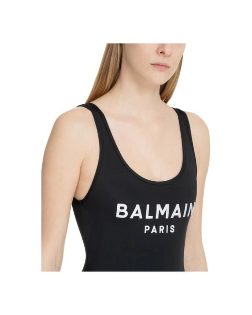 Balmain Black Logo badeanzug