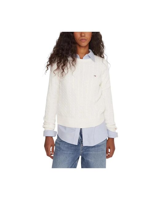 Round-Neck Knitwear Tommy Hilfiger de color White