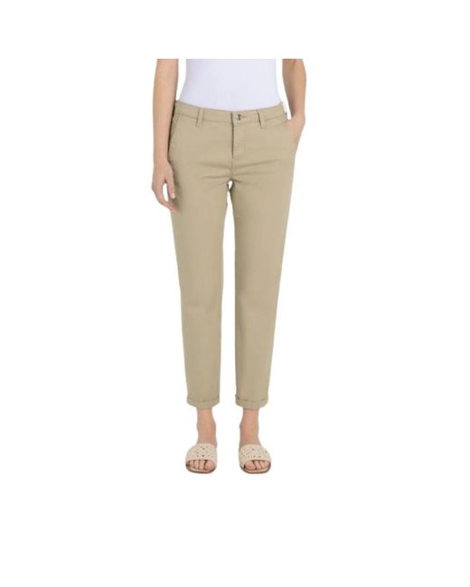 M·a·c Broeken ,Katoen Slim Chino Broek Met Dubbele Zoom in het Natural