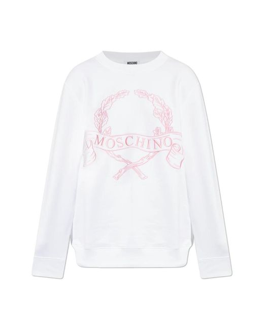 Moschino Hoodies & Sweatvesten ,Wit ,Sweatshirt Met Borduursel in het White