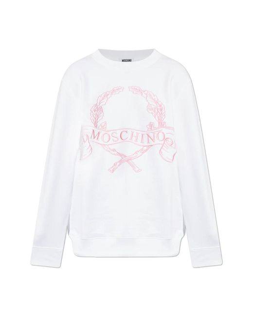 Moschino Hoodies & Sweatvesten ,Wit ,Sweatshirt Met Borduursel in het White