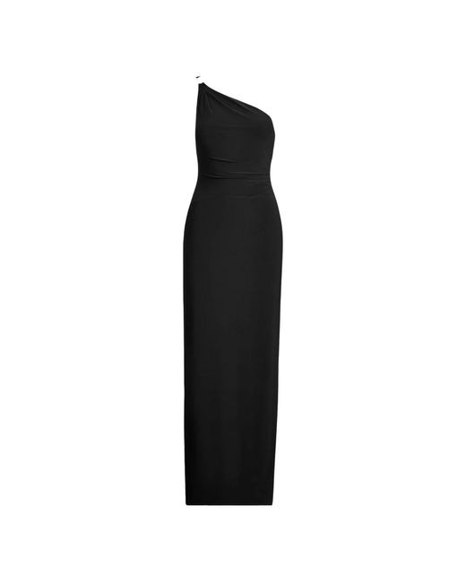 Elegante vestido de noche de un hombro Ralph Lauren de color Black