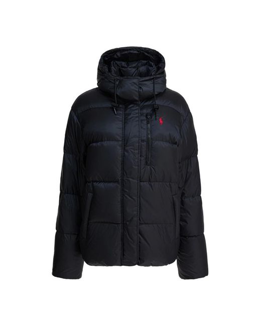 Polo Ralph Lauren Jassen ,Blauw ,Leer Down Jacket in het Black
