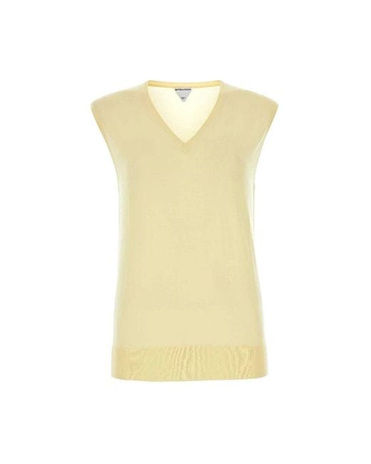 Bottega Veneta Yellow V-Neck Knitwear