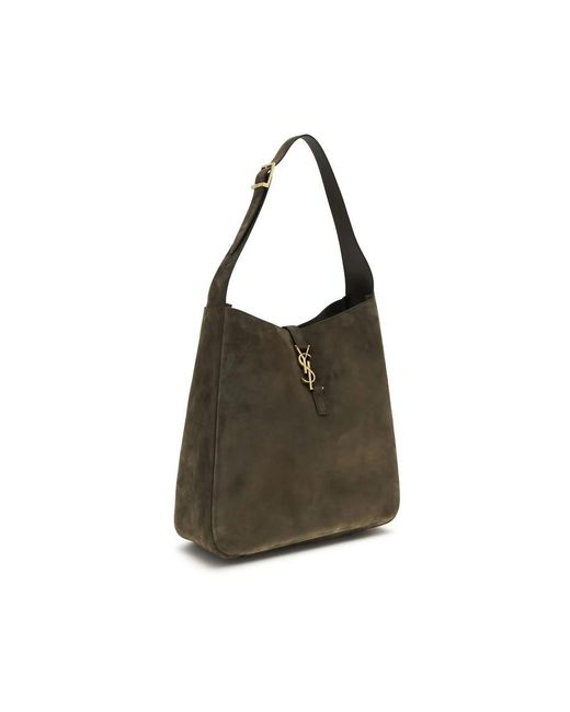 Saint Laurent Brown Bicolor Calf Leather Bos Taurus Shoulder Bag