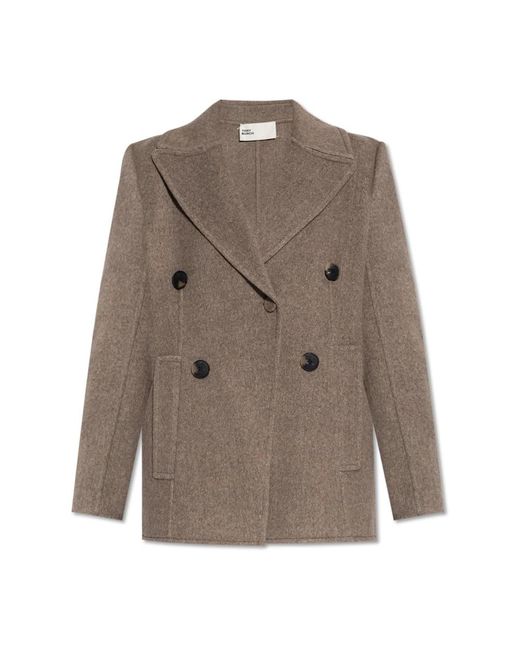 Double-Breasted Coats Tory Burch de color Brown