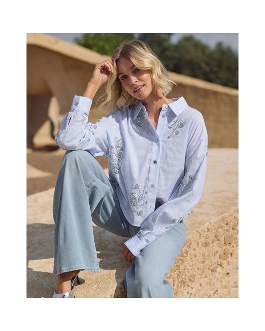Nukus Adora Blouse Streep in het Blue