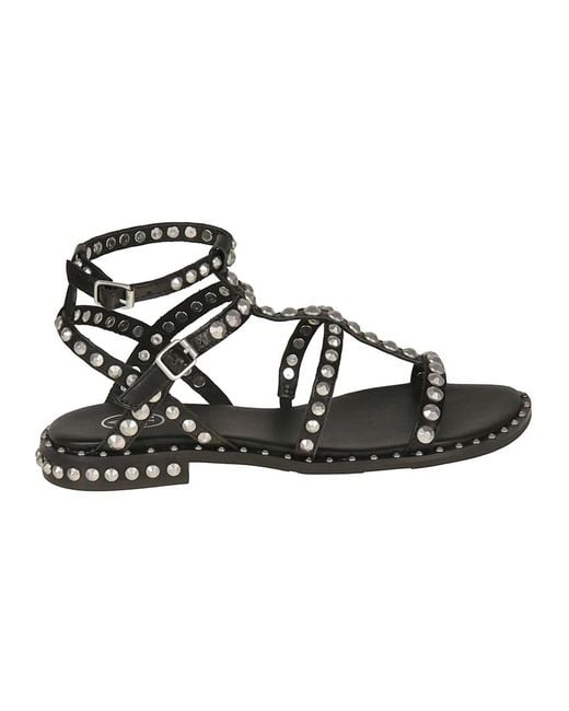Ash Black Flat Sandals