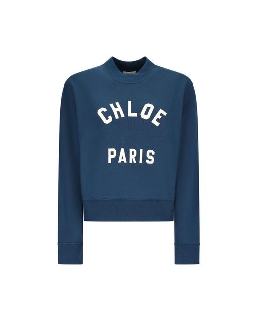 Chloé Crewneck Logo Sweatshirt in het Blue