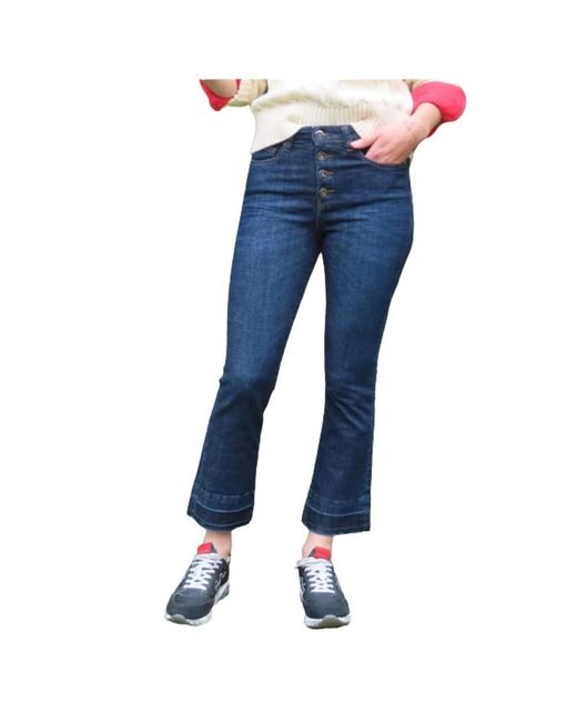 Denim Studio Jeans ,Blauw ,Katoen Camille Crop Flare Raffelzoom Jeans in het Blue