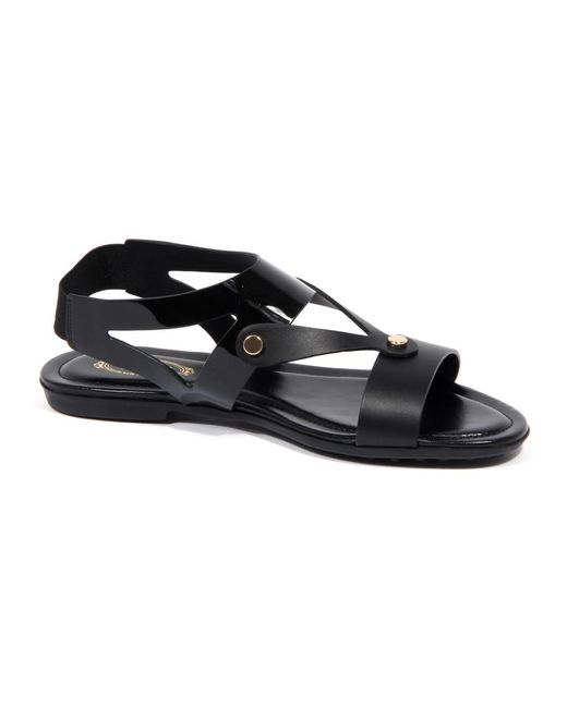 Tod's Schoenen ,Zwart ,Leren Patent Schoen Sandaal Model in het Black