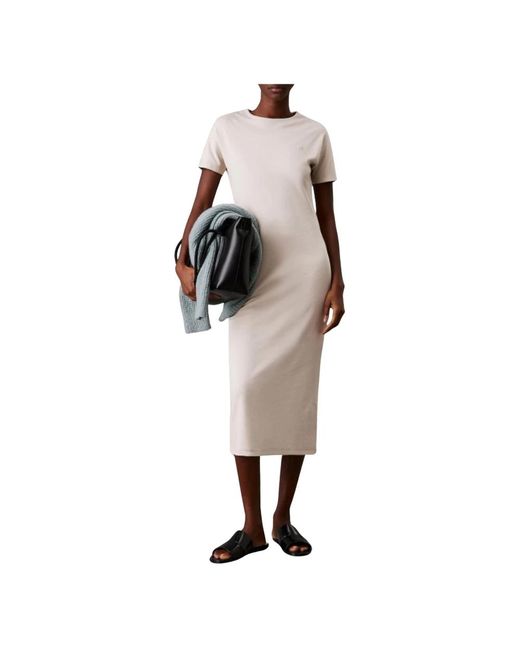 Calvin Klein Midi Dresses in het Natural