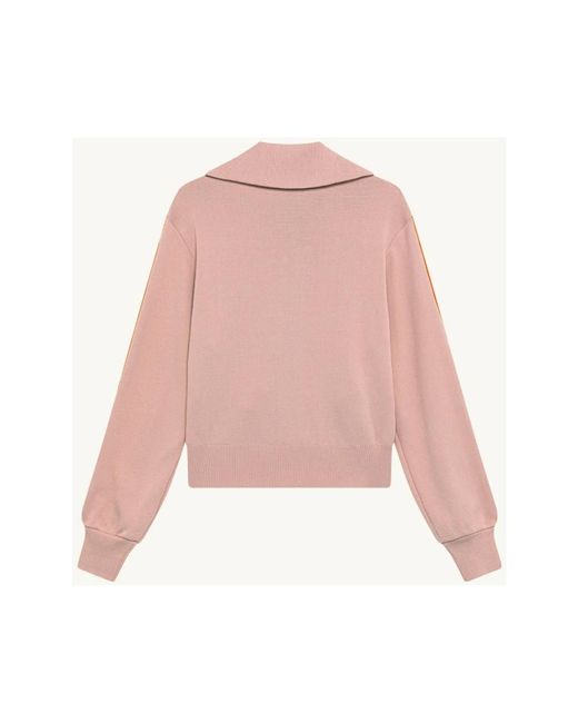 Autry Hoodies & Sweatvesten ,Roze ,Roze Geborduurde Trui Met Rits in het Pink