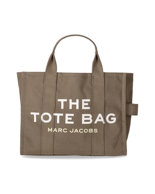 Marc Jacobs Metallic Grüne Baumwoll-Tote-Tasche Mit Logo