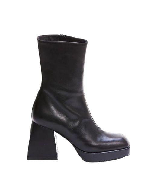NODALETO Black Heeled Boots