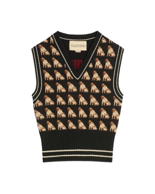 Valentino Garavani Black V-Neck Knitwear