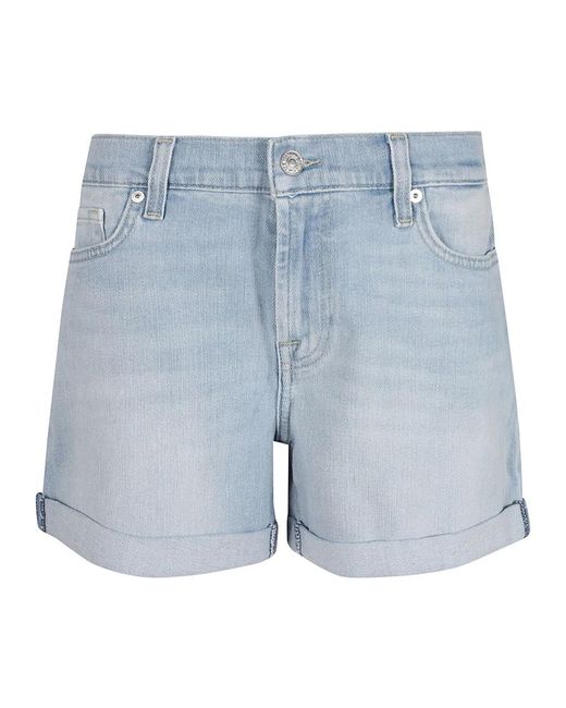 7 For All Mankind Blue Denim Shorts