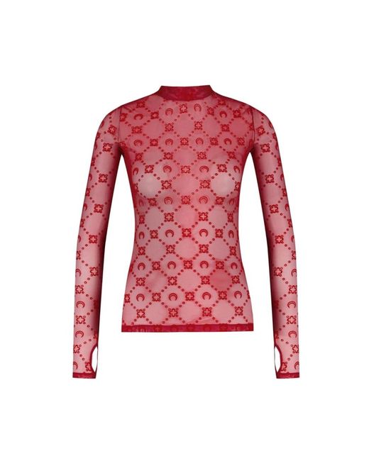 MARINE SERRE Red Long Sleeve Tops