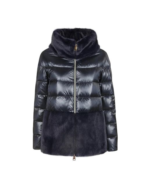 Herno Jassen ,Blauw ,Nylon Nylon Ultralight Faux Fur Jas in het Blue