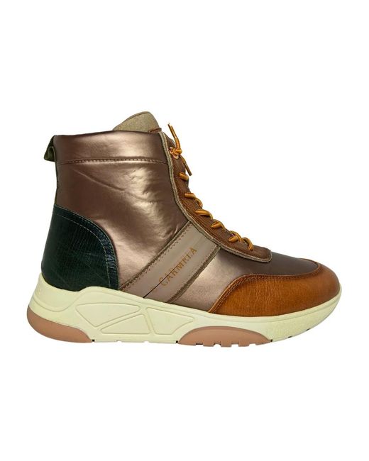 Carmela Brown Lace-Up Boots