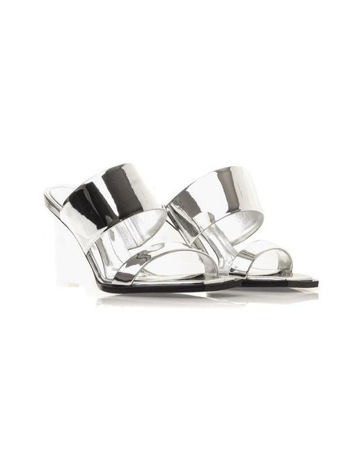 McQueen White Heeled Mules