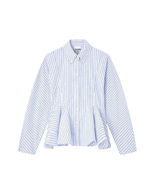 Ganni Overhemden ,Blauw ,Katoen Short Shirt 0824 in het Blue