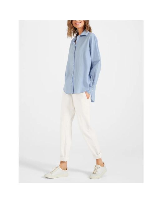 Juvia Blue Cotton Poplin Button-Up Shirt