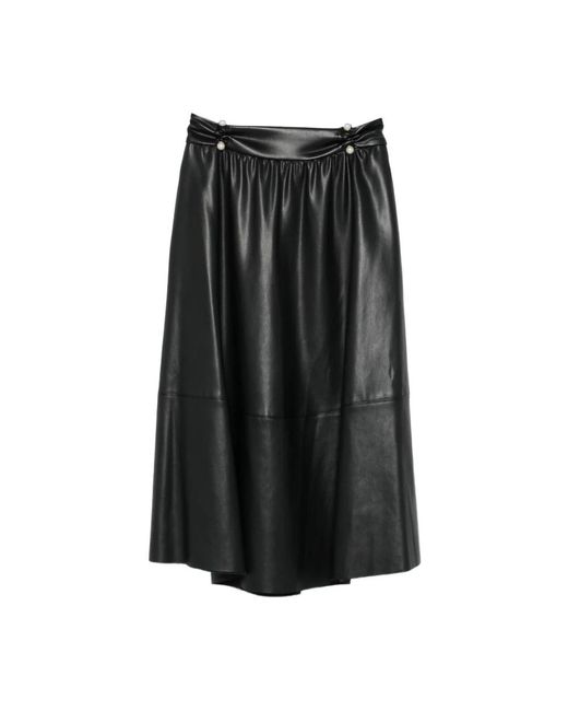 Liu Jo Zwarte A-Lijn Rok Met Knoopdetails in het Black