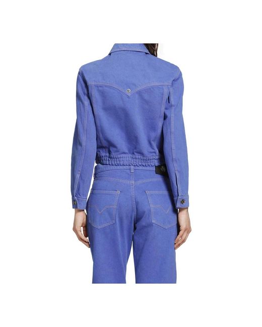 Versace Blouson Denim Jas in het Blue