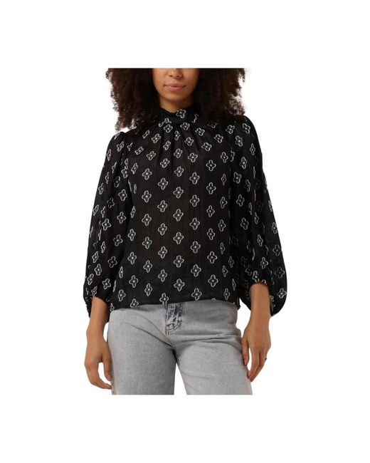 Minus Overhemden ,Zwart ,Polyester Zwarte Ronde Hals Blouse in het Black