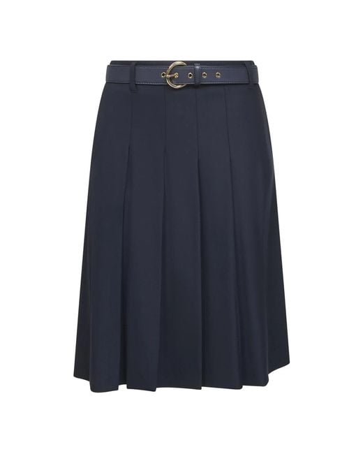 Max Mara Blue Blaue Woll Plissierte Midi-Rock