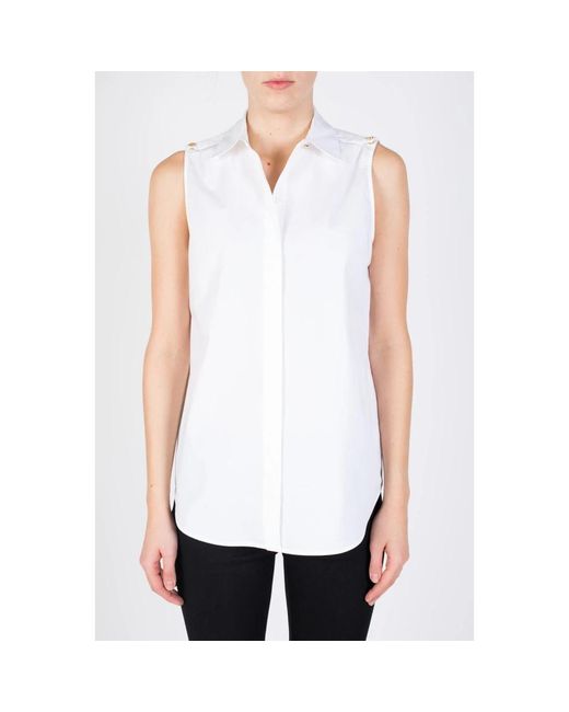 Michael Kors Tops ,Wit ,Katoen Mouwloze Top in het White