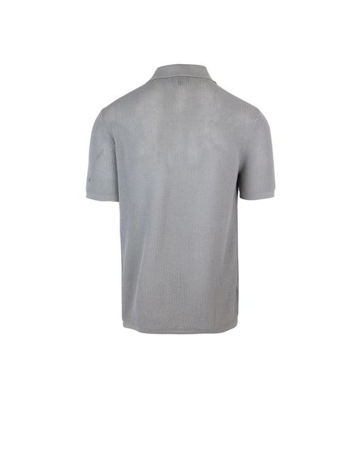 Emporio Armani Mesh polo zip t-shirt grau in Gray für Herren