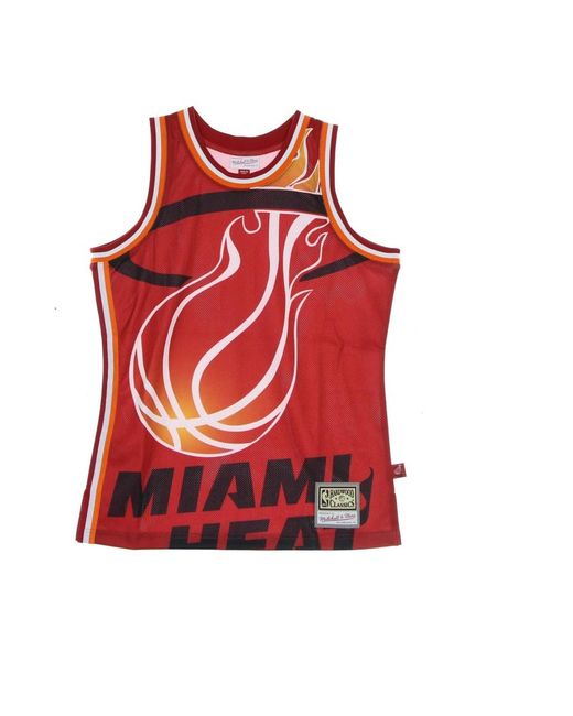 Mitchell & Ness Fitness ,Veelkleurig ,Polyester Miami Heat Basketbal Tanktop in het Red voor heren