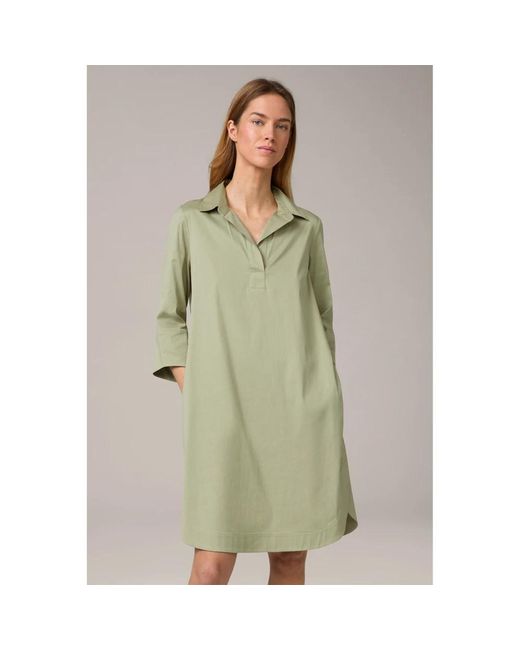 Windsor. Katoenen Stretch Jurk Met Overhemdkraag in het Green