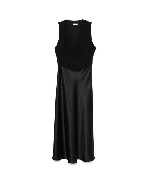 Liu Jo Black Schwarzes langes kleid mit eingebauter weste