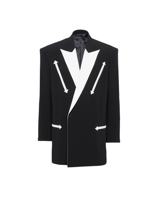 Balmain Jassen ,Zwart ,Leer Westerse Crepe Blazer in het Black voor heren