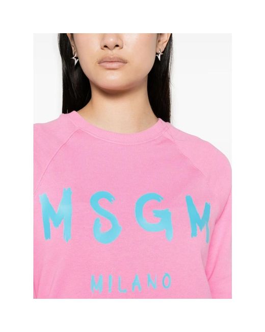 MSGM Pink Rosa sweaters mit französischem terry-futter