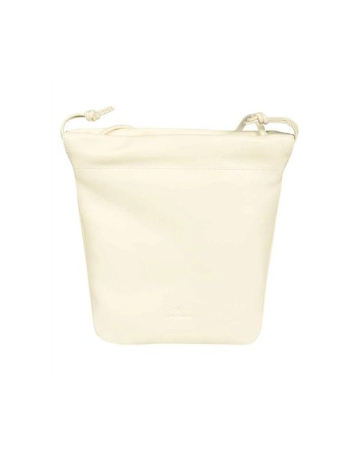 Il Bisonte Leren Crossbody Tas Met Koordsluiting in het White