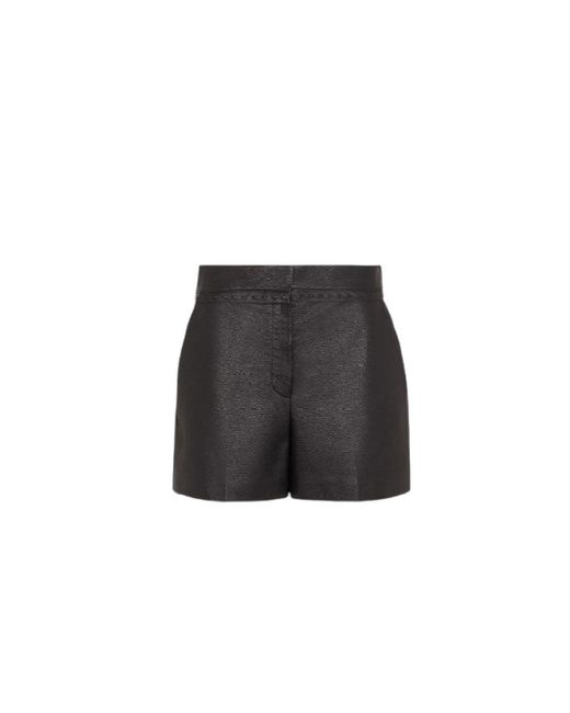 Fendi Soft Hammered Leather Shorts in het Black