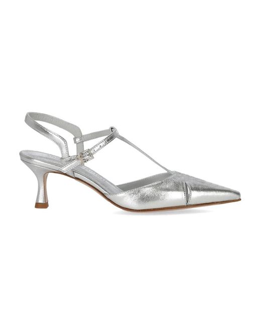 Sergio Levantesi Schoenen ,Grijs ,Leer Zilveren Slingback Pump Edvige in het White
