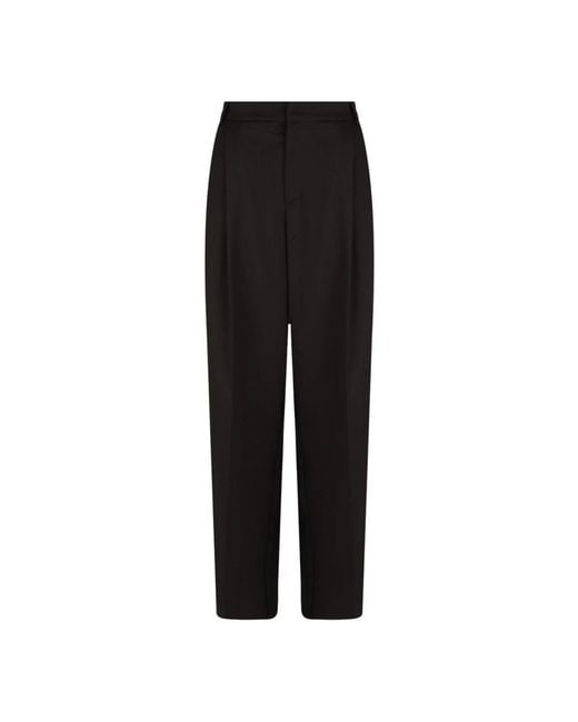 Elisabetta Franchi Black Pleat Detailed Straight-Leg Trousers