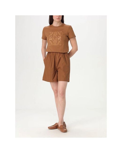 Max Mara Brown Braune Baumwoll-Pullon-Shorts