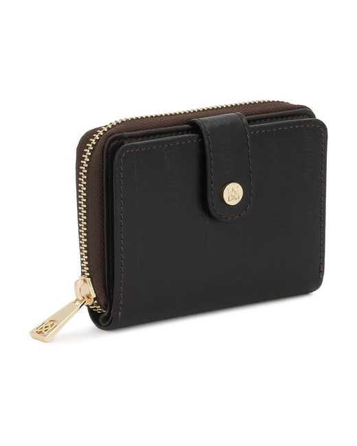 Kazar Bruine Palingstijl Reliëflederen Portemonnee in het Black