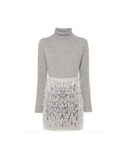 Elisabetta Franchi Gray Hellgraues Minikleid-Set